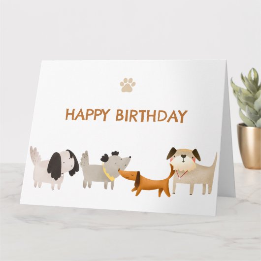 かわいい犬の足ペットハッピーバースデー カード (小さな植物)
