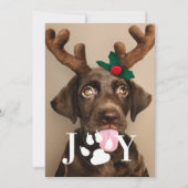 かわいい犬の足跡クリスマス写真カード 招待状 (正面)