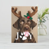 かわいい犬の足跡クリスマス写真カード 招待状 (スタンド正面)