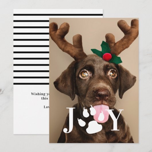 かわいい犬の足跡クリスマス写真カード 招待状 (正面/裏面)