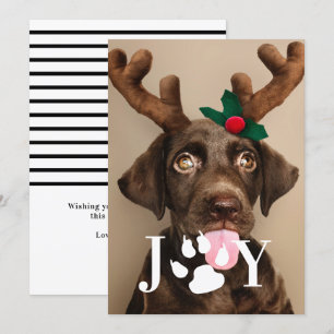 かわいい犬の足跡クリスマス写真カード 招待状