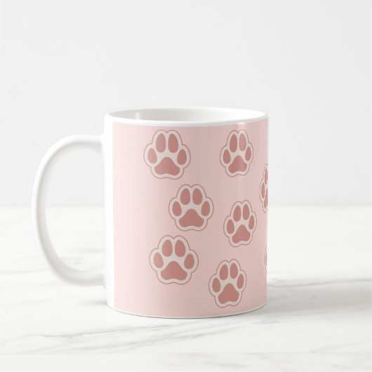 かわいい犬の足跡パターン  コーヒーマグカップ (左)