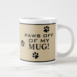 かわいい犬の足跡 Paw's Off 楽しいタイポグラフィ ジャンボコーヒーマグカップ