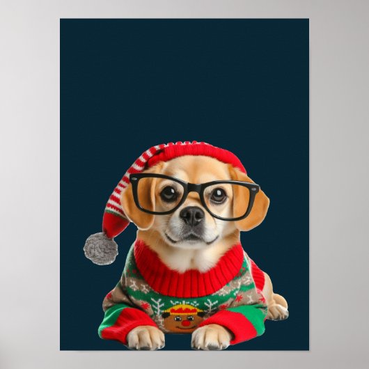 かわいい犬の醜いクリスマスセーター ポスター (正面)