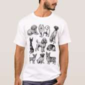 かわいい犬の鉛筆画デザインTシャツ Tシャツ (正面)
