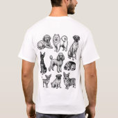 かわいい犬の鉛筆画デザインTシャツ Tシャツ (裏面)