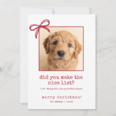 かわいい犬の面白い写真 クリスマス ホリデーカード (正面)