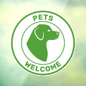 かわいい犬の頭のシルエットで迎える緑のペット ウィンドウサイン (シート3)