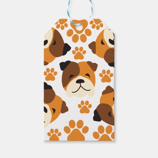 かわいい犬の顔と手 ギフトタグ (正面)