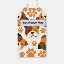 かわいい犬の顔と手 ギフトタグ