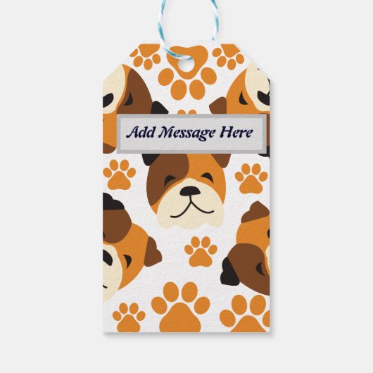 かわいい犬の顔と手 ギフトタグ (裏面)