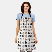 かわいい犬の顔イラストレーションパターン エプロン (着用した状態)