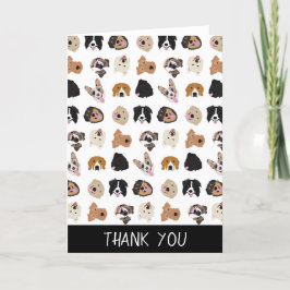 かわいい犬の顔イラストレーションパターン サンキューカード