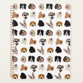 かわいい犬の顔イラストレーションパターン プランナー手帳