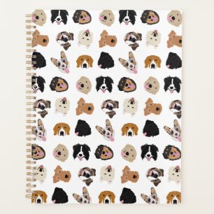 かわいい犬の顔イラストレーションパターン プランナー手帳
