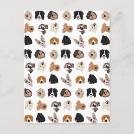 かわいい犬の顔イラストレーションパターン ポストカード