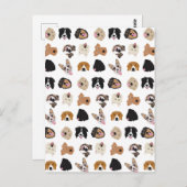 かわいい犬の顔イラストレーションパターン ポストカード (正面/裏面)