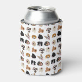 かわいい犬の顔イラストレーションパターン 缶クーラー (缶正面)