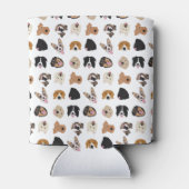 かわいい犬の顔イラストレーションパターン 缶クーラー (裏面)