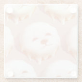 かわいい犬の顔ドーナツ ガラスコースター (裏面)