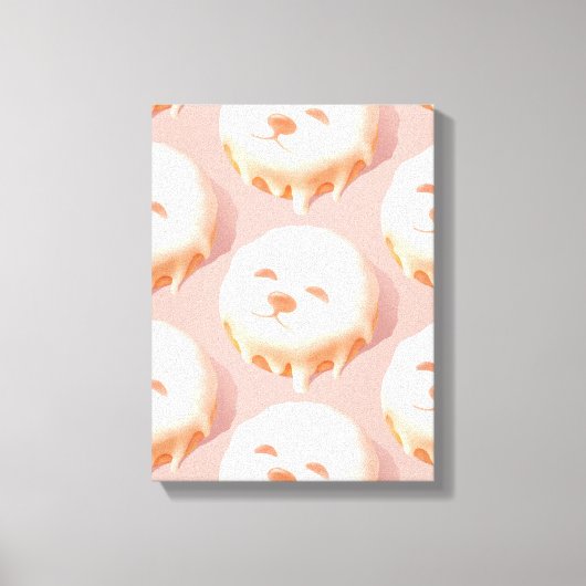 かわいい犬の顔ドーナツ キャンバスプリント (正面)