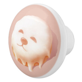 かわいい犬の顔ドーナツ セラミックノブ