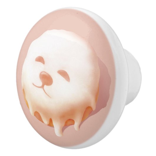 かわいい犬の顔ドーナツ セラミックノブ (右)