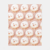 かわいい犬の顔ドーナツ フリースブランケット (正面)