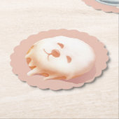 かわいい犬の顔ドーナツ ペーパーコースター (アングル)