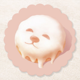 かわいい犬の顔ドーナツ ペーパーコースター