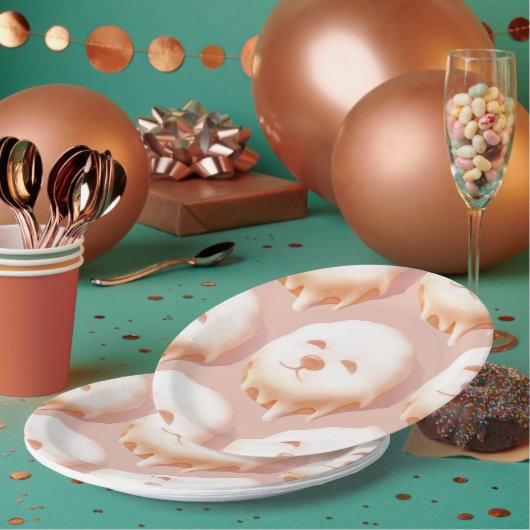 かわいい犬の顔ドーナツ ペーパープレート (複数)