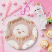 かわいい犬の顔ドーナツ ペーパープレート (パーティー)