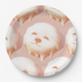 かわいい犬の顔ドーナツ ペーパープレート