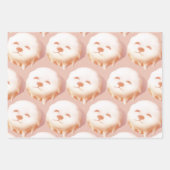かわいい犬の顔ドーナツ ラッピングペーパーシート (正面)