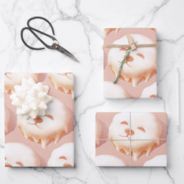 かわいい犬の顔ドーナツ ラッピングペーパーシート