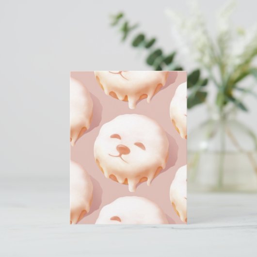 かわいい犬の顔ドーナツ 案内ポストカード (スタンド正面)