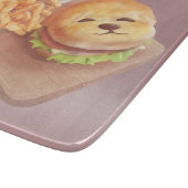 かわいい犬の顔バーガーとフライドポテト カッティングボード (角)