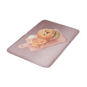 かわいい犬の顔バーガーとフライドポテト バスマット (アングル)