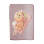 かわいい犬の顔バーガーとフライドポテト バスマット (正面縦)