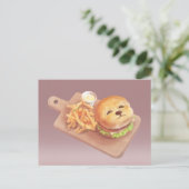 かわいい犬の顔バーガーとフライドポテト 案内ポストカード (スタンド正面)