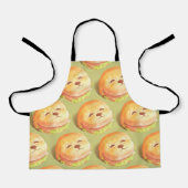 かわいい犬の顔バーガーパターン エプロン (正面)