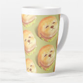 かわいい犬の顔バーガーパターン カフェラテマグ (右アングル)