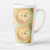 かわいい犬の顔バーガーパターン カフェラテマグ (右)