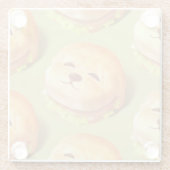 かわいい犬の顔バーガーパターン ガラスコースター (裏面)