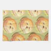 かわいい犬の顔バーガーパターン キッチンタオル (横)