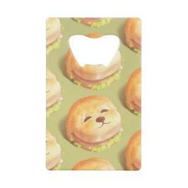 かわいい犬の顔バーガーパターン クレジットカード栓抜き