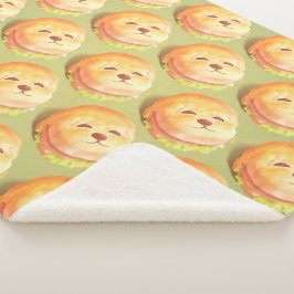 かわいい犬の顔バーガーパターン シェルパブランケット