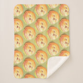 かわいい犬の顔バーガーパターン シェルパブランケット (正面)