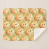 かわいい犬の顔バーガーパターン シェルパブランケット (正面(横))