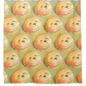 かわいい犬の顔バーガーパターン シャワーカーテン (正面)